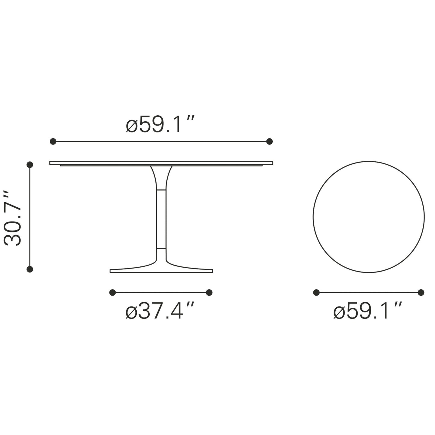 Zuo Star City Large Round Dining Table - Feast & Furnish